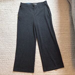 Grey Charcoal Wide-Leg Ponte Trousers
